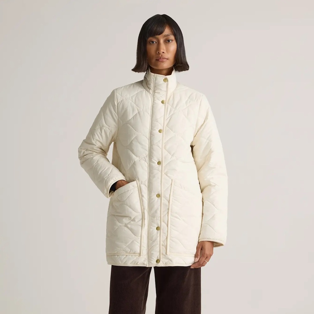 NWT - QUINCE - Featherless Quilted Long Puffer Jacket in Silken White
